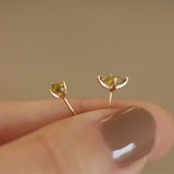 Tiny Marquise S925 Sterling Silver Olivine CZ Stud Earrings Green Zircon Earrings, Fashion Simple Jewelry AL995