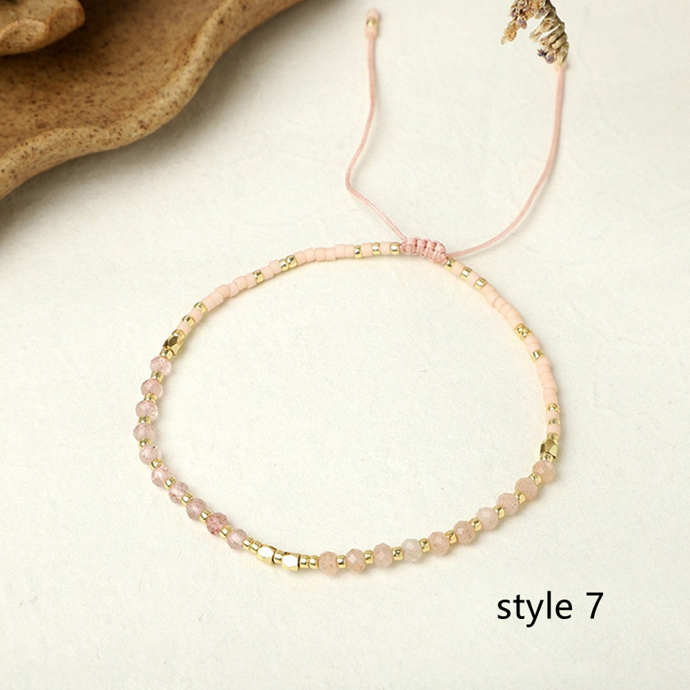 Bohemian Natural Stones & Miyuki Beads Bracelet, Handmade Boho Summer Jewelry AL704