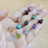 Gold Plated Raw Natural Chakra Stone Charms, Birthstone Charm, Gemstone Crystals DIY Jewelry Making Charm Pendant BT026