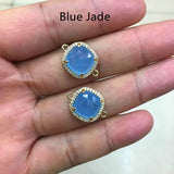 Square Gold Plated Claw Gemstone Faceted CZ Micro Pave Connector briolette crystal stone charms WX2092