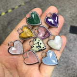 Gold Plated Heart Multi Natural Gemstone Pendants, Faceted Crystal Quartz Pendant WX2179