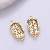 Gold Plated Brass Bezel Connector, Hexagon Shape, Hollow, For Jewelry Making AL1319