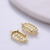 Gold Plated Brass Bezel Connector, Hexagon Shape, Hollow, For Jewelry Making AL1319