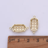 Gold Plated Brass Bezel Connector, Hexagon Shape, Hollow, For Jewelry Making AL1319