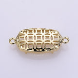 Gold Plated Brass Bezel Connector, Hexagon Shape, Hollow, For Jewelry Making AL1319