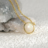 Fashion Gold Round Magic Opal Necklace, Fire Opal Jewelry, Gemstone Necklace AL642