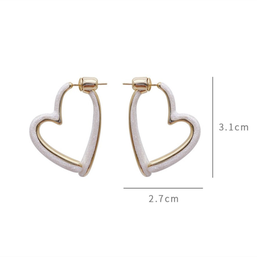 Gold Big Heart Earrings, 925 Silver Post, Unique Fashion Jewelry AL657, hoop post earrings,