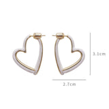 Gold Big Heart Earrings, 925 Silver Post, Unique Fashion Jewelry AL657