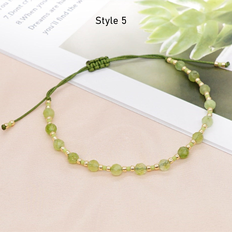 Bohemian 4mm Natural Gemstone Beads Miyuki Beads Bracelet, Adjustable, Handmade Boho Jewelry AL668