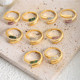 Gold Titanium Steel Rhinestone Pave Ring, Snake Ring Fashion Jewelry AL669