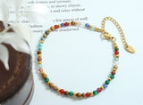 Bohemian Rainbow Natural Stones Beaded Titanium Steel Bracelet/Necklace, Boho Summer Jewelry AL695