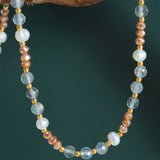 Bohemian Nnatural Stone Freshwater Pearl Beaded Necklace, Handmade Boho Jewelry AL696