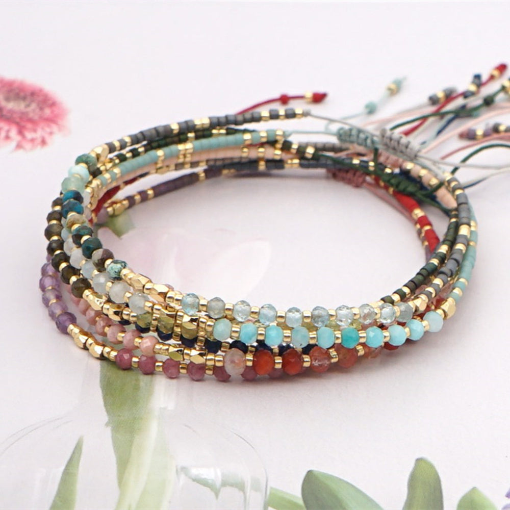 Bohemian Natural Stones & Miyuki Beads Bracelet, Handmade Boho Summer Jewelry AL704