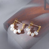 Baroque Fresh Water Pearl Hoop Earrings, S925 Silver Post, Boho Jewelry AL726