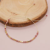 Bohemian Skinny Natural Stones & Miyuki Beads Bracelet, Adjustable, 2.5~3mm Faceted Quartz, Handmade Boho Jewelry AL738