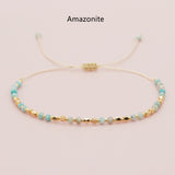 Bohemian Skinny Natural Stones & Miyuki Beads Bracelet, Adjustable, 2.5~3mm Faceted Quartz, Handmade Boho Jewelry AL738