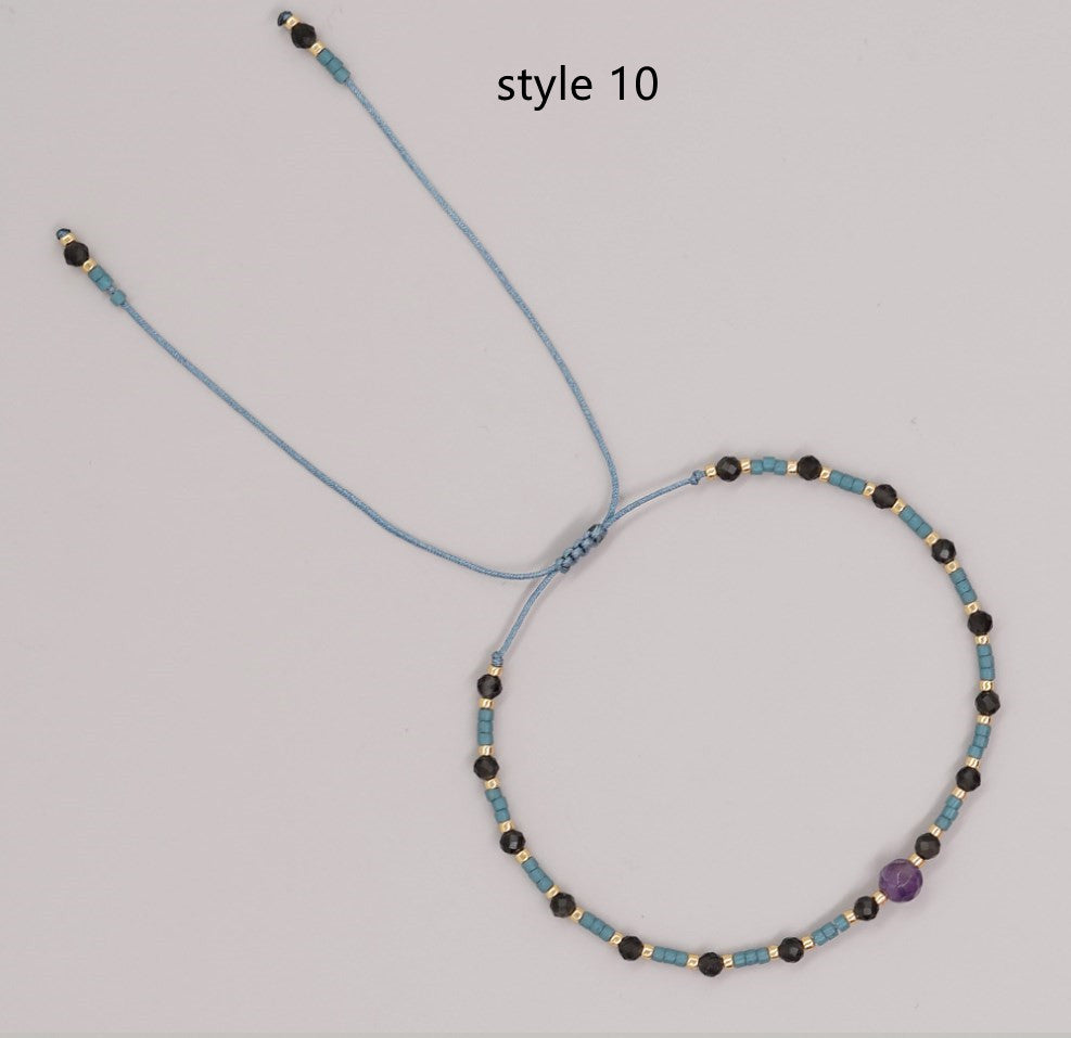 Bohemian Rainbow Natural Stones & Miyuki Beads Bracelet, Handmade Boho Jewelry AL745