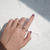 Gold Wire Wrap Double Pearl Rings WX1024