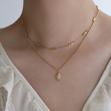 Starry Gold Cubes Beaded Chain Necklace,Titanium Steel Tiny Square Beads Stacked Necklace AL821