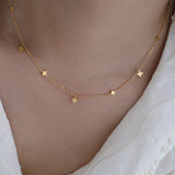 16" Starry Gold Star Chain Necklace,Titanium Steel Tiny Diamond Flake Jewelry Necklace AL835