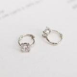 925 Sterling Silver Four-Claw Zircon Hoop Earrings CZ Earrings, Lady Fashion Jewelry AL853