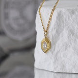 Stainless Steel Marquise White Zircon Necklace in 18k Gold Plated AL856