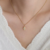 Stainless Steel Marquise White Zircon Necklace in 18k Gold Plated AL856