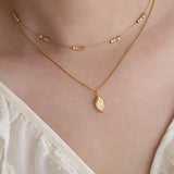 Stainless Steel Marquise White Zircon Necklace in 18k Gold Plated AL856