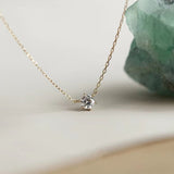 Dainty 925 Sterling Silver 6-Claw White Zircon Connector Necklace, CZ Necklace Fashion Jewelry AL857