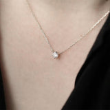 Dainty 925 Sterling Silver 6-Claw White Zircon Connector Necklace, CZ Necklace Fashion Jewelry AL857