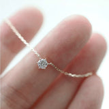 Dainty 925 Sterling Silver 6-Claw White Zircon Connector Necklace, CZ Necklace Fashion Jewelry AL857