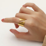 Stainless Steel Bevel Open Band Gold Ring Simple Ring AL888