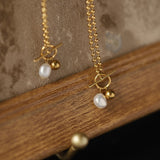 18" Irregular Baroque Natural Freshwater Pearl Gold Ball Bead Necklace OT Clasp Titanium Steel Simple Jewelry Necklace AL917