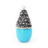 Polish Plump Tear Drop Gray Shell Pearl Charm With Rhinestone Pave Cap For DIY Jewelry Handcraft JAB081