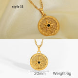 18K Gold Titanium Steel Multi-Kind CZ Shell Pendant Necklace, Star Moon Heart, Boho Jewelry AL664