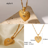 18K Gold Titanium Steel Multi-Kind CZ Shell Pendant Necklace, Star Moon Heart, Boho Jewelry AL664