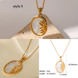 18K Gold Titanium Steel Multi-Kind CZ Shell Pendant Necklace, Star Moon Heart, Boho Jewelry AL664