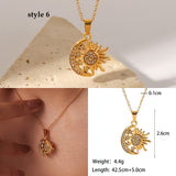 18K Gold Titanium Steel Multi-Kind CZ Shell Pendant Necklace, Star Moon Heart, Boho Jewelry AL664