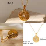 18K Gold Titanium Steel Multi-Kind CZ Shell Pendant Necklace, Star Moon Heart, Boho Jewelry AL664