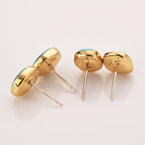 Gold Plated Natural Turquoise Irregular Stud Earrings, 925 Silver Post, Gemstone Studs For Women SS043-G