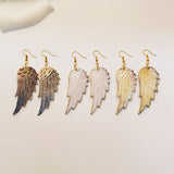 Big Gold Colorful Shells Wing Earrings White Shell Feather Earring, Boho Jewelry G1181-E