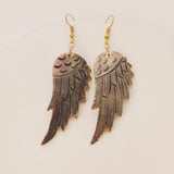 Big Gold Colorful Shells Wing Earrings White Shell Feather Earring, Boho Jewelry G1181-E