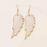 Big Gold Colorful Shells Wing Earrings White Shell Feather Earring, Boho Jewelry G1181-E