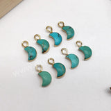 Tiny Gold Plated Turquoise Moon Charm, Genuine Turquoise, For DIY Jewelry Making G1511