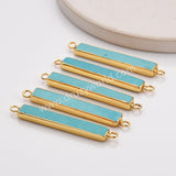 Gold Plated Rectangle Blue Howlite Turquoise Bar Connector G1639