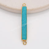 Gold Plated Rectangle Blue Howlite Turquoise Bar Connector G1639