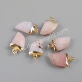 Small Horn Gold Plated Black Agate Gemstone Faceted Charm, Crystal Stone Horn Charms G1822