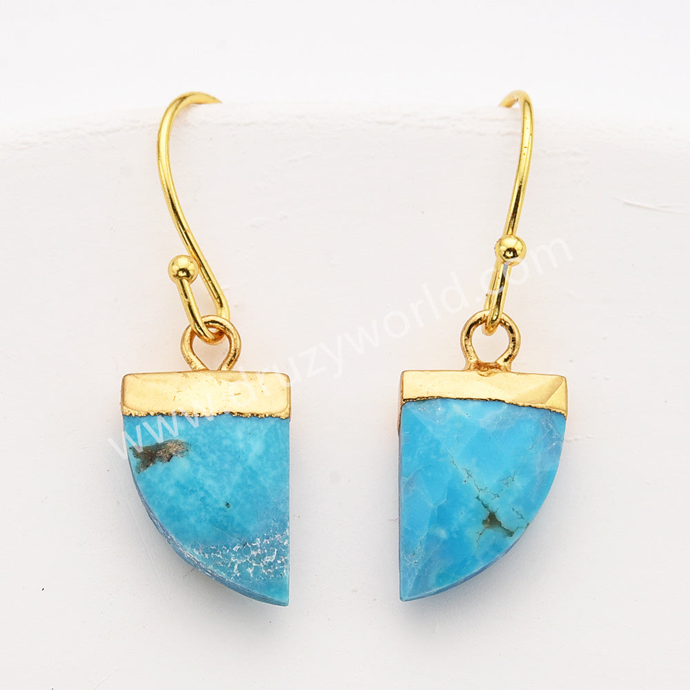 Horn Shape Gold Plated Gemstone Faceted Earrings, Labradorite Crystal Stone Horn Jewelry Earring G1822-E