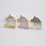 Gold Plated Unicorn Natural Agate Druzy Connector G1993