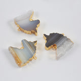 Gold Plated Unicorn Natural Agate Druzy Connector G1993